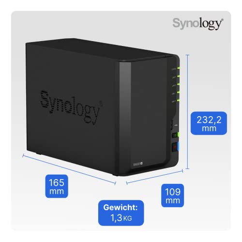 Synology DS220+ 2-Bay Diskstation NAS Intel Celeron J4025 2GB Ram 2xRJ-45 1GbE LAN-Port Bundle mit 2 x 4TB WD RED Plus HDD WD40EFZX - 5