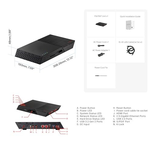 Asustor Flashtor 6 FS6706T - 6 Bay Reine M.2-SSD-NAS Netzwerkspeicher Gehäuse, Quad Core 2.0GHz, Six M.2 SSD Slots, Dual 2.5GbE Ports, 4GB RAM DDR4 (Diskless) - 2