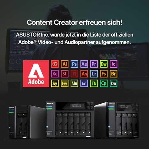 Asustor Lockerstor 6 Gen 2 AS6706T | 6 Bay NAS - Netzwerkspeicher Gehäuse, Quad Core 2.0GHz CPU, 4 M.2 PCIe 3.0 ssd Slot, 2 2.5GbE Port, 8GB RAM DDR4 - 3