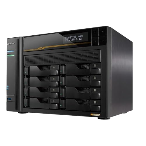 Asustor Lockerstor 8 Gen3 AS6808T 8 Bay NAS Netzwerkspeicher, AMD Ryzen Quad-Core 2.3 GHz, 16GB RAM ECC DDR5, 4 M.2 NVMe Slots, Dual 5GbE & Dual 10GbE Port, USB4 Type-C, Network Attached Storage - 3