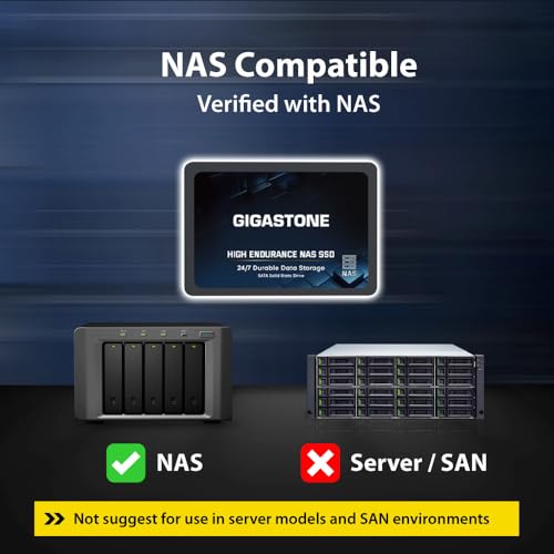 Gigastone NAS SSD 2TB SSD Festplatte TLC Hohe Dauerhaltbarkeit SSD für 24/7 Dauerbetrieb NAS-Systeme RAID 2,5 Zoll SATA III Internes Festkörper-Laufwerk NAS Caching - 2