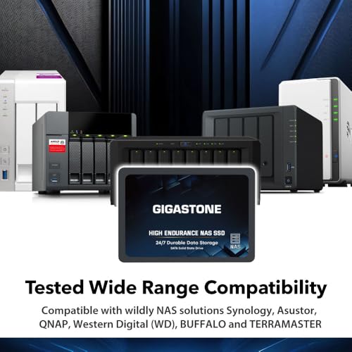 Gigastone NAS SSD 2TB SSD Festplatte TLC Hohe Dauerhaltbarkeit SSD für 24/7 Dauerbetrieb NAS-Systeme RAID 2,5 Zoll SATA III Internes Festkörper-Laufwerk NAS Caching - 6