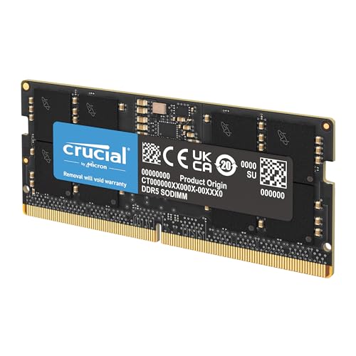 Crucial DDR5 RAM 32GB 4800MHz SODIMM, Arbeitsspeicher für Laptop/Notebook, Mini PC, Hochleistungs-RAM, CL40 - CT32G48C40S5