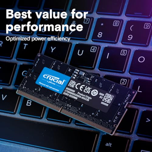Crucial DDR5 RAM 32GB 4800MHz SODIMM, Arbeitsspeicher für Laptop/Notebook, Mini PC, Hochleistungs-RAM, CL40 - CT32G48C40S5 - 4