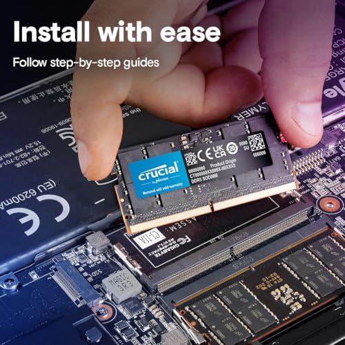 Crucial DDR5 RAM 32GB 4800MHz SODIMM, Arbeitsspeicher für Laptop/Notebook, Mini PC, Hochleistungs-RAM, CL40 - CT32G48C40S5 - 5