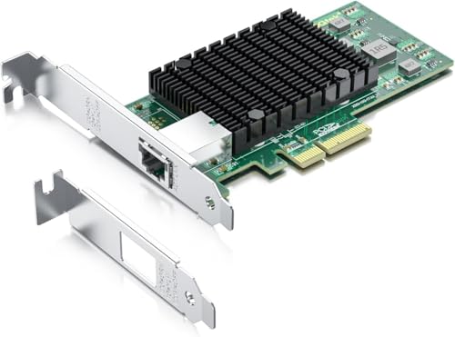 10Gtek für Intel X550-T1 10GbE PCI-E NIC Netzwerkkarte, Single Copper RJ45 Port with X550-AT2 Controller, 10Gbit PCI Express x4 LAN Adapter, Support Windows Server/Linux/ESX