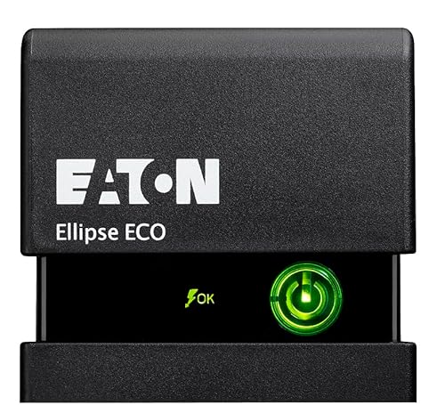 Eaton USV Ellipse ECO 650 USB DIN - Off-line Unterbrechungsfreie Stromversorgung (USV) - 650 VA mit Überspannungsschutz (4 Schuko Ausgänge, Akku) - EL650USBDIN- Schwarz - 3