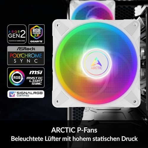 ARCTIC Freezer 36 A-RGB - Single-Tower CPU Kühler mit Push-Pull & ARGB Beleuchtung, Zwei druckoptimierte 120 mm P-Lüfter, Hydrodynamisches Gleitlager, 200–2000 RPM, 4 Heatpipes, inkl. MX-6 - Weiß - 6