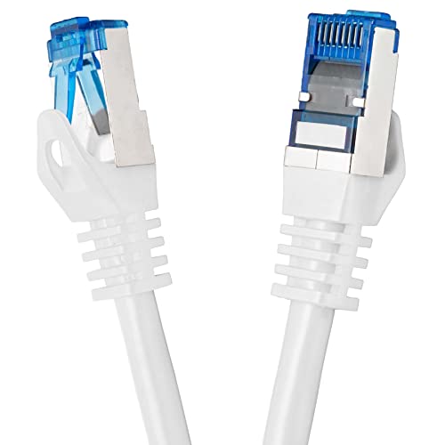 BIGtec 3m CAT.7 Patchkabel Netzwerkkabel Gigabit Patch DSL LAN Ethernet Kabel weiß Kupferkabel doppelt geschirmt (RJ45 Stecker Cat-7 S/FTP PIMF)