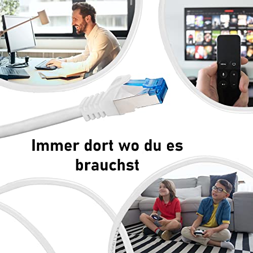 BIGtec 3m CAT.7 Patchkabel Netzwerkkabel Gigabit Patch DSL LAN Ethernet Kabel weiß Kupferkabel doppelt geschirmt (RJ45 Stecker Cat-7 S/FTP PIMF) - 5