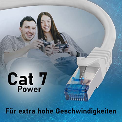 BIGtec 3m CAT.7 Patchkabel Netzwerkkabel Gigabit Patch DSL LAN Ethernet Kabel weiß Kupferkabel doppelt geschirmt (RJ45 Stecker Cat-7 S/FTP PIMF) - 6