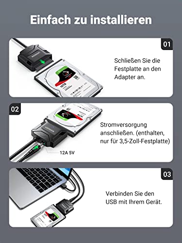 UGREEN USB 3.0 auf SATA Kabel UASP USB SATA Kabel USB 3.0 SATA Kabel Festplatten Dockingstation für 2,5