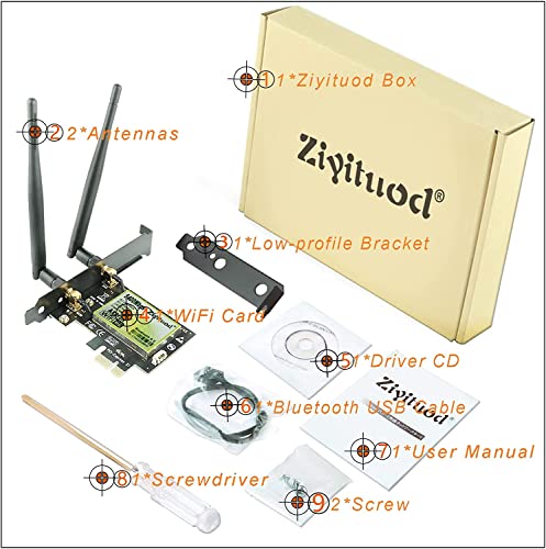 ZYT WLAN Karte PCIe WiFi 6E Bluetooth 5.2, Intel WiFi 6E AX210, Bis zu 5400Mbit/s PCIe WiFi 6 Karte, 6G/5G/2.4G WLAN Netzwerkkart für PC Windows 11/10(64bit) - 7