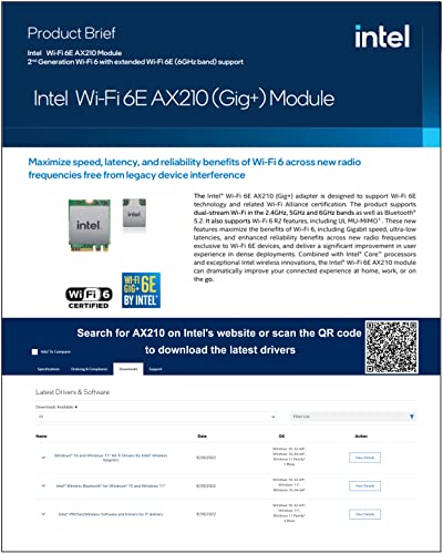 ZYT WLAN Karte PCIe WiFi 6E Bluetooth 5.2, Intel WiFi 6E AX210, Bis zu 5400Mbit/s PCIe WiFi 6 Karte, 6G/5G/2.4G WLAN Netzwerkkart für PC Windows 11/10(64bit) - 8
