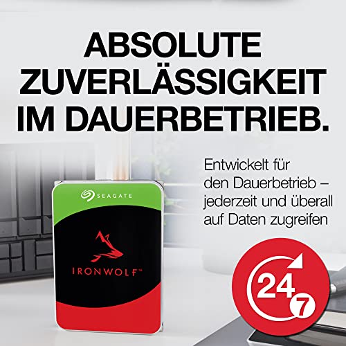 Seagate IronWolf 4TB, NAS Interne Festplatte HDD, 3.5 Zoll, 5400 U/Min, CMR, 64 MB Cache, SATA 6GB/s, silber, inkl. Data Rescue Service (ST4000VNZ06) - 3