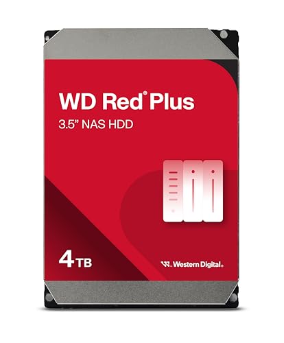WD Red Plus 4TB NAS 3,5" Interne Festplatte – 5400 RPM Klasse, SATA 6Gb/s, CMR, 256MB Cache