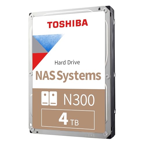 Toshiba 4TB N300 NAS 3.5’’ SATA Internal Hard Drive. 24/7 Operation, Supports 1-8 bay systems, 128MB Cache, 180TB/Year workload, 3yr Warranty (HDWQ140UZSVA).