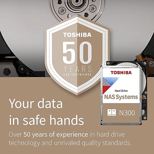 Toshiba 4TB N300 NAS 3.5’’ SATA Internal Hard Drive. 24/7 Operation, Supports 1-8 bay systems, 128MB Cache, 180TB/Year workload, 3yr Warranty (HDWQ140UZSVA). - 8
